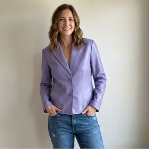 Women's Lilac Leather Blazer Jacket